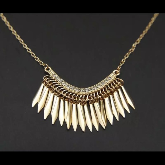 New boho chic gold necklace with rhinestones - Picture 3 of 6